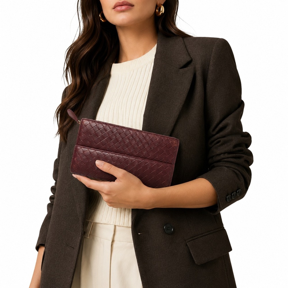 Bottega Veneta Intrecciato Leather Andiamo‎ Clutch Continental Flap Long Wallet